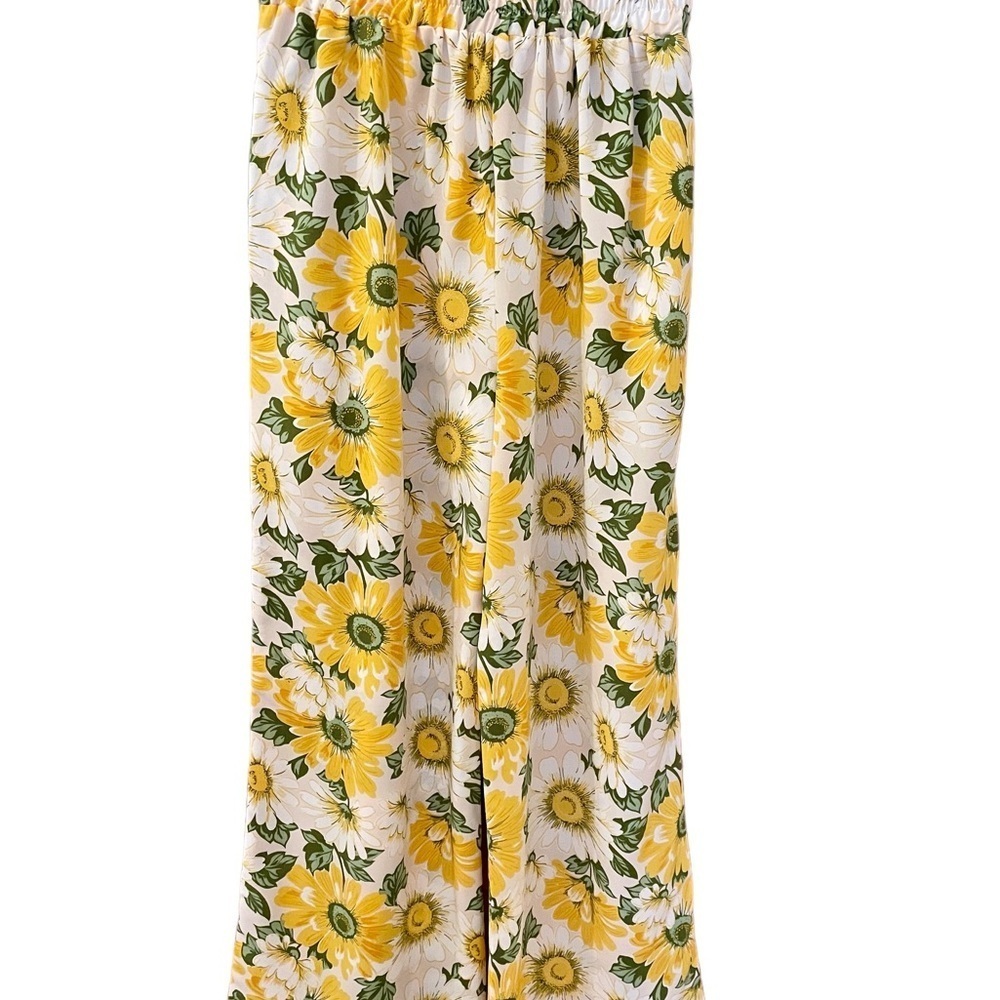 As U Wish Wide Leg Pants, Size M, Sunflower Print, Elastic Waist, Colorf… - Picture 2 of 8